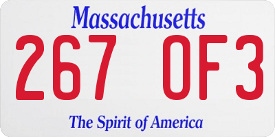 MA license plate 267OF3
