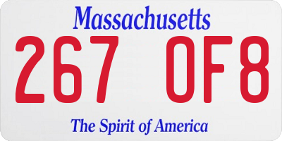 MA license plate 267OF8