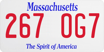 MA license plate 267OG7