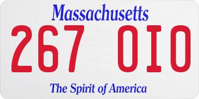 MA license plate 267OI0
