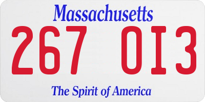 MA license plate 267OI3