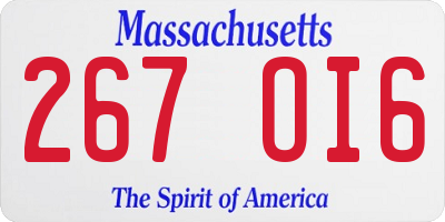 MA license plate 267OI6