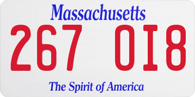 MA license plate 267OI8