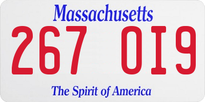 MA license plate 267OI9