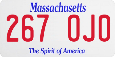 MA license plate 267OJ0