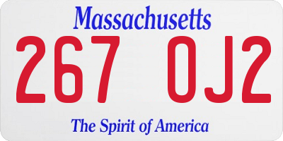MA license plate 267OJ2