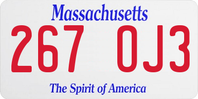 MA license plate 267OJ3