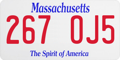MA license plate 267OJ5