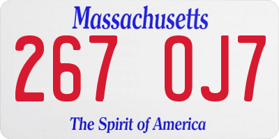 MA license plate 267OJ7