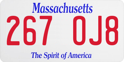 MA license plate 267OJ8