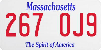 MA license plate 267OJ9