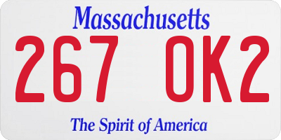 MA license plate 267OK2