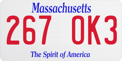 MA license plate 267OK3