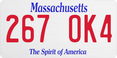 MA license plate 267OK4