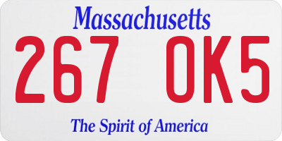 MA license plate 267OK5