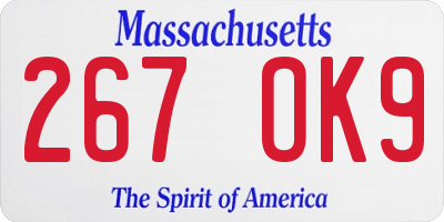 MA license plate 267OK9