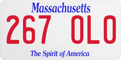 MA license plate 267OL0