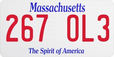 MA license plate 267OL3