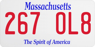 MA license plate 267OL8