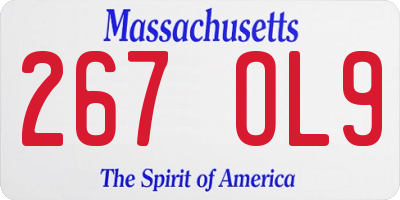 MA license plate 267OL9