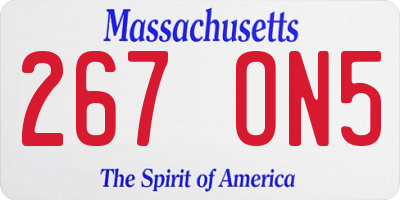 MA license plate 267ON5