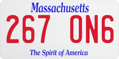 MA license plate 267ON6