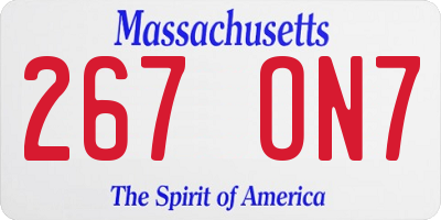 MA license plate 267ON7