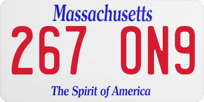 MA license plate 267ON9