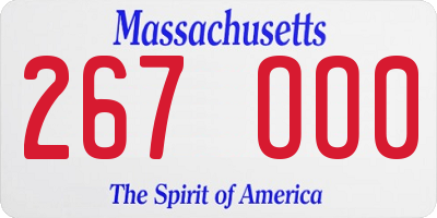 MA license plate 267OO0