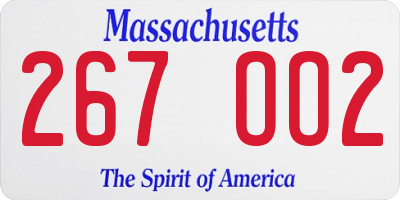 MA license plate 267OO2