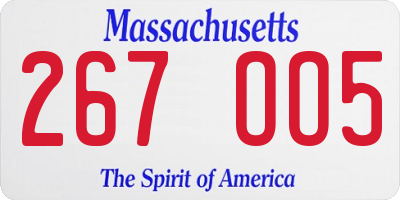 MA license plate 267OO5