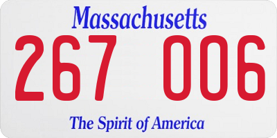 MA license plate 267OO6