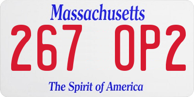 MA license plate 267OP2