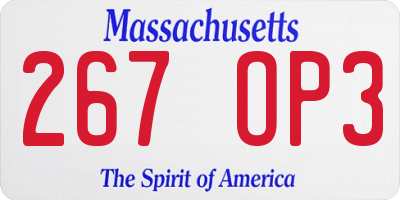 MA license plate 267OP3