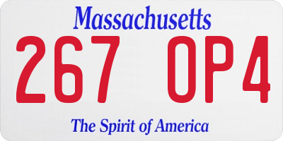 MA license plate 267OP4