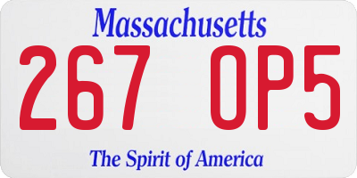 MA license plate 267OP5