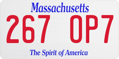 MA license plate 267OP7