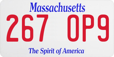 MA license plate 267OP9