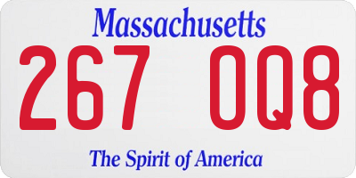 MA license plate 267OQ8