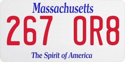 MA license plate 267OR8