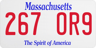 MA license plate 267OR9