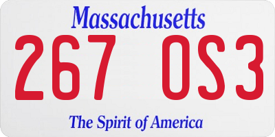 MA license plate 267OS3