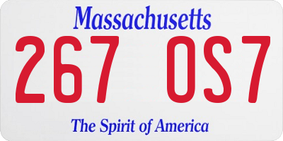 MA license plate 267OS7