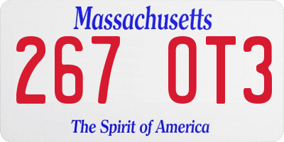 MA license plate 267OT3