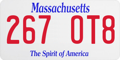 MA license plate 267OT8