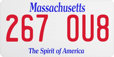 MA license plate 267OU8