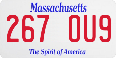 MA license plate 267OU9
