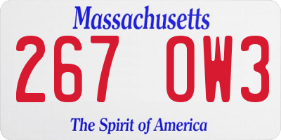 MA license plate 267OW3