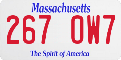 MA license plate 267OW7