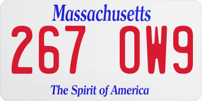 MA license plate 267OW9